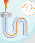 Illustration of Pro Grade Drain Hair Remover Kit With 6 Long Drain Snakes showing a snake removing clog in pipe