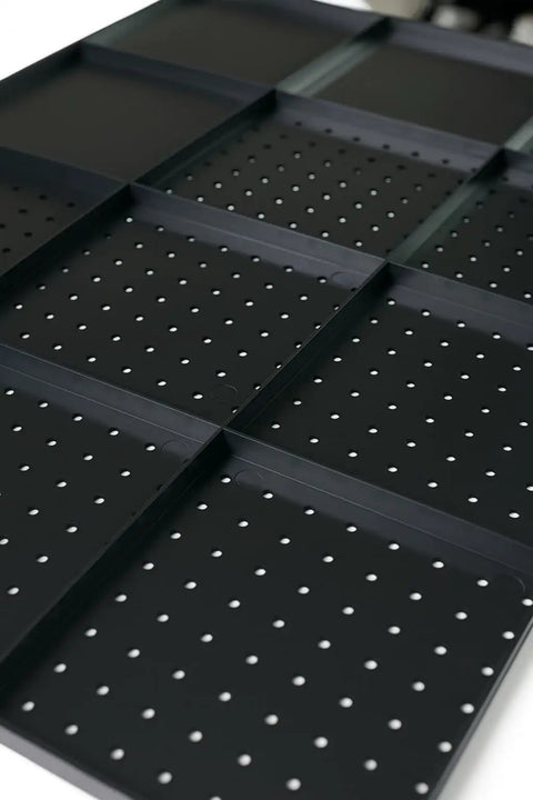 Close-up of Four Panel Pegboard Kit For Home Garage And Office 24x16 Inch Panels 64x24 Inch Mounted Wall Organizer Made In The United States