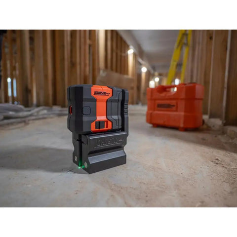 3 Dot Green Laser Level Self Leveling Kit With Magnetic Base Floor Mount And Hard Case For All Day Jobsite Use GreenBrite Technology 150 Ft Range IP64 Dust And Water Resistant Long Battery Life on concrete floor