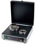 Front view of Simatec Simatherm HPL 200 large industrial hot plate with adjustable temperature and two bearing rings.