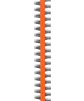 Close-up of the cutting edge on a 24-Inch 40-Volt Lithium-Ion Cordless Hedge Trimmer Bare Tool With Dual-Action Blades