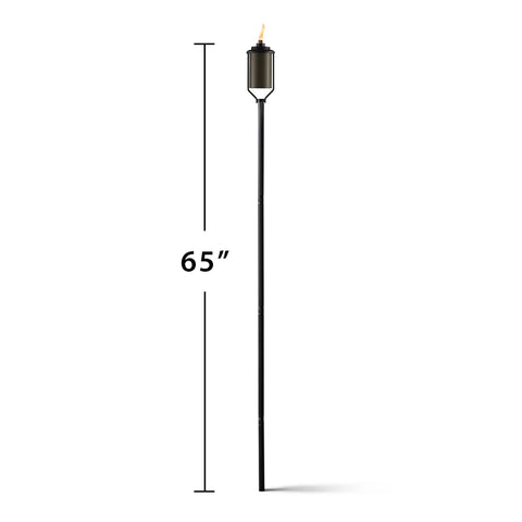 Front view of Easy Install 4-Pack Bronze Metal Torches For Outdoor Patio Lawn Garden Lighting 65 Inch Weather Resistant With Long Lasting Wick