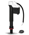 Universal Pro Grade Toilet Fill Valve With Twist Height Dial For No Sweat Swap Out And Whisper Quiet Flushing Operation That Handles Daily Use On Nearly Every Commode Tank, adjustable height, black and white design.