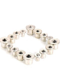 Pro Grade 16 Steel Dowel Center Points Kit for Woodworking with Precision Marking Pins 6 and 13mm Sizing Perfect for Dowel and Tenon Alignment in Hardwood and Softwood Durable Metal Dowel Center Set, steel centers arranged on white