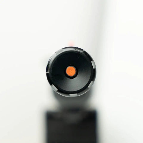 Top view of 22 Cal Bore Alignment Rod Carbon Fiber With Protective Case And Clear Storage Tube, showing cylindrical tip design.