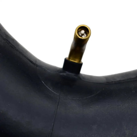 Close-up of Heavy Duty 5.00-6 Inner Tube With TR87 Bent Valve Stem For 13X5.00-6 And 12X5.00-6 Tires Replacement Tube