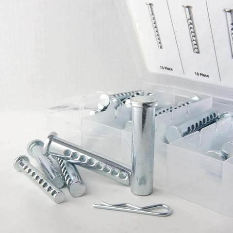 74-Piece Zinc-Plated Clevis Pin Set With Assorted Sizes For Mowers, Trailers, Gates And Handy DIY Projects, Includes 1/2 x 2, 7/16 x 2