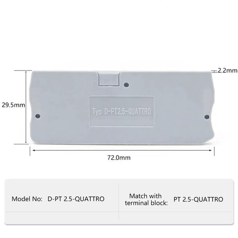 50 Pack No-Fuss Easy Install DIN Rail End Clamp Terminal Blocks With Anti-Lock Spring For 0.2-4mm Wires Quattro Style