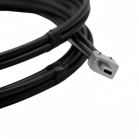 Close-up of the Double Wire Feeding Hose for Laser Welding Handheld Weld Head, connecting end visible, 5M spring hose