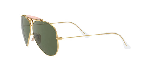 Shooter Aviator Sunglasses, Metal Frame With Gold Blush And G-15 Green Lenses, 62mm, Prescription Ready, side view
