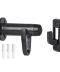 Dead Quiet Latch Hook Door Stopper With Slick Rubber Bumper And Sound Dampening Padding To Shield Walls And Keep Doors Chill Zinc Alloy Heavy Duty Black Pack, black metal hook and anchor design.