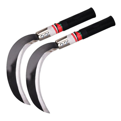 Two Pack Manganese Steel Weeding Sickle Set For Easy Yard Work, Weed Cutting And Harvesting, Durable Grass Cutter With Ergonomic Handle