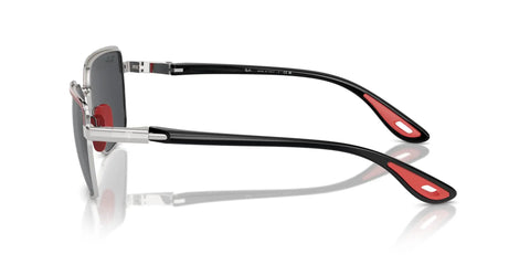 Side view of Scuderia Ferrari Collection Sunglasses RB3743M Matte Red On Gunmetal With Dark Grey Lenses 58mm showing temple design.