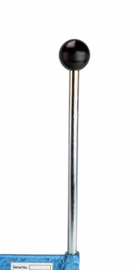 Close-up of handle on 30 Inch Heavy Duty Sheet Metal Hand Brake Bender for Bench Top Bending 0 to 90 Degrees