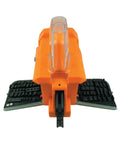 High Power Pneumatic Crimper Tool for Non Insulated Cable Lugs and Terminals shown from the front with cables ready for crimping.