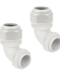 M40 90 Degree Cable Gland Set, Adjustable 26-33mm Fit, Right Angle Strain Relief For Electrical Boxes, Nylon Joints With Gaskets, 2 Pack, Grey