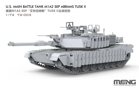 1/72 M1A2 SEP Abrams TUSK II Ready To Assemble Model Kit With Photo Etched Parts, tank model in side view