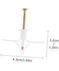 Nylon Expansion Screws Kit For Gypsum Board Drywall Projects Diy Friendly 100-Piece Anchor Set showing anchor dimensions