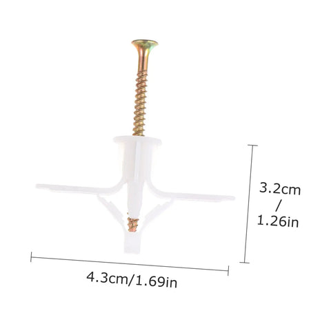 Nylon Expansion Screws Kit For Gypsum Board Drywall Projects Diy Friendly 100-Piece Anchor Set showing anchor dimensions