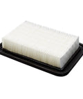 Top Shelf HEPA Replacement Vacuum Filter And Fleece Dust Bag Kit For Shop Vac Systems Heavy Duty Cleanup Performance Kick Some Dust Right Where It Counts Guaranteed, white HEPA filter with pleated design.