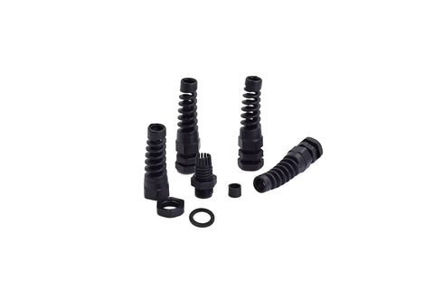 10 Pack IP68 Waterproof M12 PG7 Plastic Cable Gland Connector With Flex Spiral Strain Relief And Rubber Washer For 3.5-6mm Wires