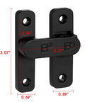 Sturdy Black Zinc Alloy Barn Door Latch With 180 Degree Slide Lock For Wood Doors detailed dimensions and design view.