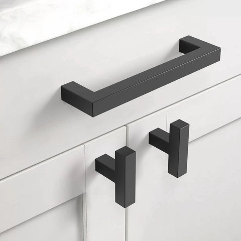 10 Pack Matte Black 5 Inch Cabinet Handles 128mm Stainless Steel Cupboard Drawer Pulls For Kitchen Cabinets Dresser Furniture Hardware