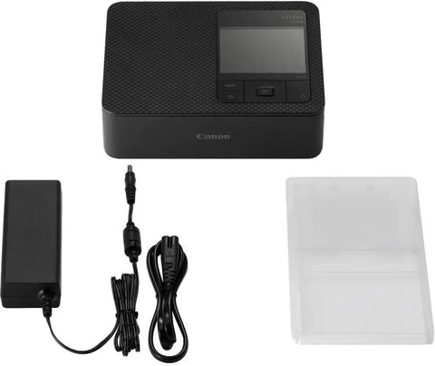 Selphy CP1500 Photo Printer Bundle Wireless Dye Sub Kit with power adapter and photo tray included in the package.
