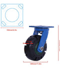 Heavy Duty 12 Inch Black Castor Wheels Built Like A Tank For Industrial Carts Rock Solid Load Capacity And Smooth Rollout Every Single Time You Need Them, showcasing 12-inch rubber wheel with locking mechanism.