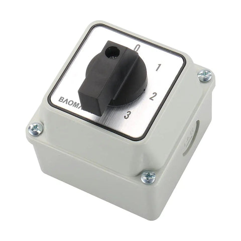 20A 660V Rotary Changeover Switch With Exterior IP54 Box Four Position Eight Terminal Selector For Motor Control And Generator Transfer