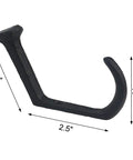 Rustic Cast Iron Wall Mount Coat Hooks Set Of 4 For Entryway with measurements showing side profile