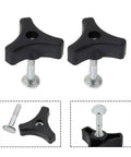 Top Notch Hi Strength Plastic Lawn Mower Handle Screw Nut Kit With Triple Cornered Knobs For Wobble Free Deck Connection And Quick Keyless Tightening That Totally Fits Your Outdoor Power Equipment Needs Perfectly, black plastic mower handle nut and steel screw set