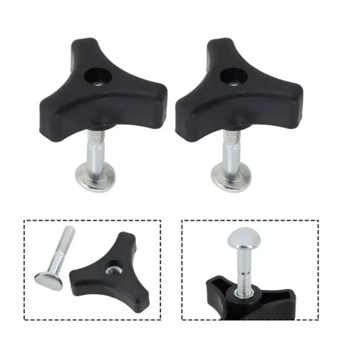 Top Notch Hi Strength Plastic Lawn Mower Handle Screw Nut Kit With Triple Cornered Knobs For Wobble Free Deck Connection And Quick Keyless Tightening That Totally Fits Your Outdoor Power Equipment Needs Perfectly, black plastic mower handle nut and steel screw set