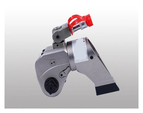 Heavy Duty Square Drive Hydraulic Torque Wrench With 360 Swivel Fittings And Precision Machined Stainless Steel side view showing swivel fittings.