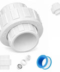 Heavy Duty One Inch PVC Union Coupling Featuring EPDM O Ring Seal For SCH 40 Pipe with blue seal and detachable parts.