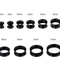 20 Piece Silicone Ear Gauge Kit From 2G To 1 Inch Tunnels Set Thin Black Soft Plugs in 10 sizes from 6mm to 25mm