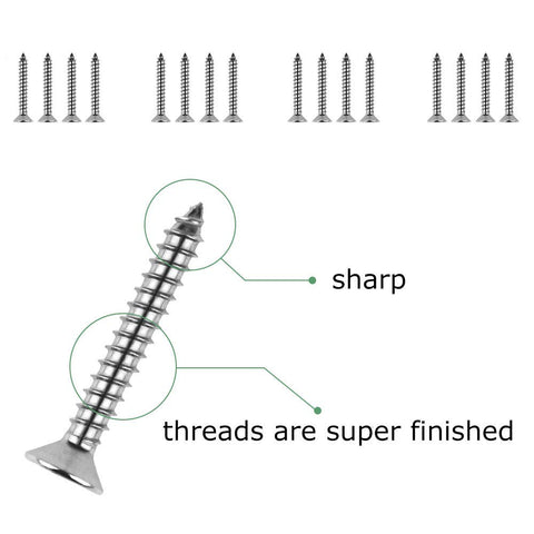Close-up of screws from Triangle Shade Sail Hardware Kit Stainless Steel 304 Marine Grade Includes Turnbuckles Pad Eyes Snap Hook 18 Piece DIY Kit