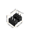 DIP IC Socket Adapter for Soldering on PCB, 2.54mm Pitch, 6-Pin Layout, Reusable Chip Socket shown with dimensions.