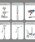 Assembly guide images for Knockout Educational Wind Turbine Model Kit Features No Fuss Snap Together Diy Build With Mini Worker Figures 21.7 Inch Tower.