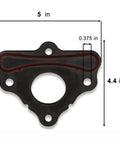 Dimensions of camshaft thrust retainer plate gasket for GM LS Gen III IV V LT engines, 5x4.4 inches.