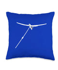 Blue throw pillow with white glider winch launch, Dope Glider Winch Launch Throw Pillow For Sailplane Lovers Who Live For Takeoffs And Soaring Moments