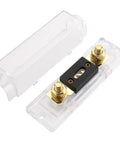Tough As Nails Three Pack ANL Fuse Holder Kit Rated For 400 Amps Gold Plated Terminals inside clear cover.