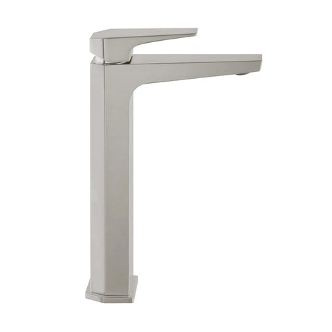 Single Hole Single Handle High Arc Bathroom Faucet In Brushed Nickel Easy One Hand Operation For Temperature And On Off Solid Brass Build