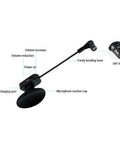 2.4G Cordless Guitar Microphone System with flexible 360 adjustable condenser pickup and USB charging, components labeled.