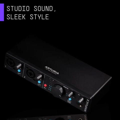 MiniFuse 2 USB Audio And MIDI Interface For Recording, Production, Podcasting, And Guitar With Creative Software in black