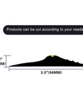 Cross-section of Universal Garage Threshold Seal Strip Kit, showing dimensions in inches and millimeters, black EPDM rubber.