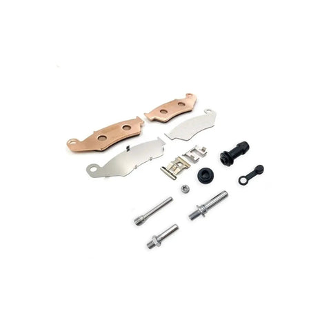 Universal Motorcycle Front And Rear Brake Caliper Repair Kit With Pins And Springs For Off Road Use Heavy Duty And Plug And Play Ready Caliper Fix For Japanese Off Road Bikes ATVs And UTVs From 2002 To 2019, caliper parts laid out