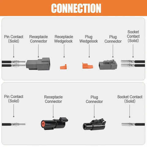 Deutsch DTP And DTHD Connector Kit With 2 Pin DTP 4 Pin DTP 1 Pin DTHD Size 12 Solid Contacts connection diagram