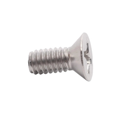 Heavy Duty 304 Stainless Steel Flat Head Machine Screws 100 Pack With Phillips Drive And Full Thread Coverage Half Inch Length, side view.