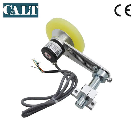 300mm Roller Rubber Wheel Length Position Meter With Pulse Rotary Encoder 600PPR Push Pull Output And Steel Mounting Bracket